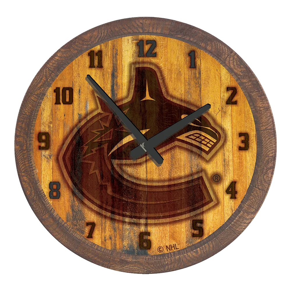 Vancouver Canucks: Branded "Faux" Barrel Top Wall Clock