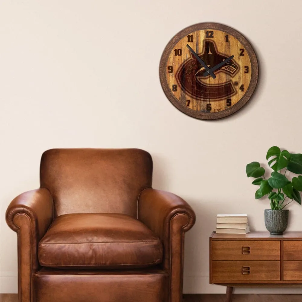 Vancouver Canucks: Branded "Faux" Barrel Top Wall Clock
