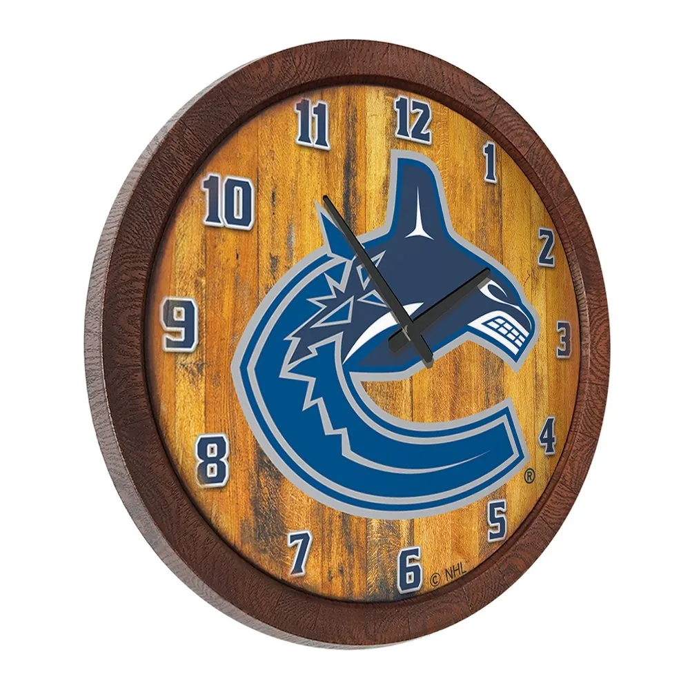 Vancouver Canucks: "Faux" Barrel Top Wall Clock