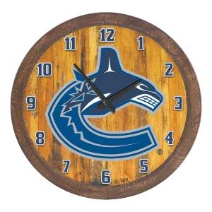 Vancouver Canucks: "Faux" Barrel Top Wall Clock