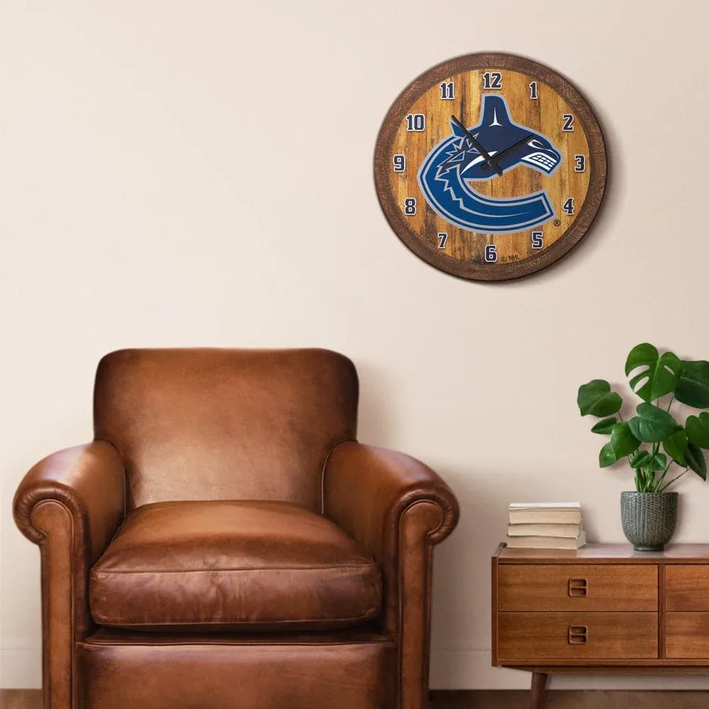 Vancouver Canucks: "Faux" Barrel Top Wall Clock