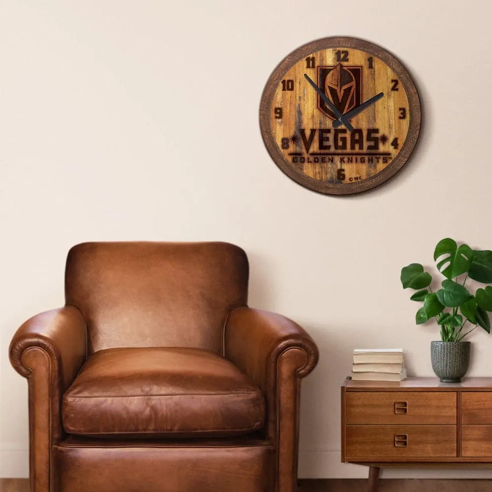 Vegas Golden Knights: Branded "Faux" Barrel Top Wall Clock