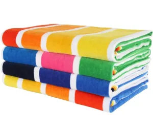 Velour Multi-Color Cabana Striped Beach Towels