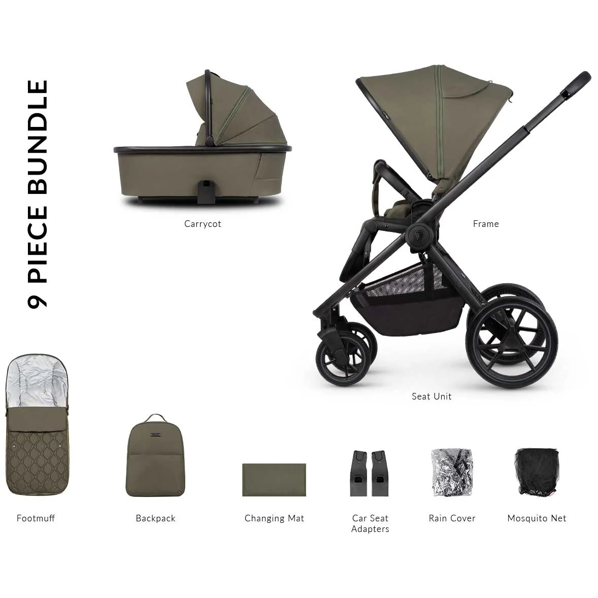 Venicci Tinum Edge 2in1 Bundle in Moss