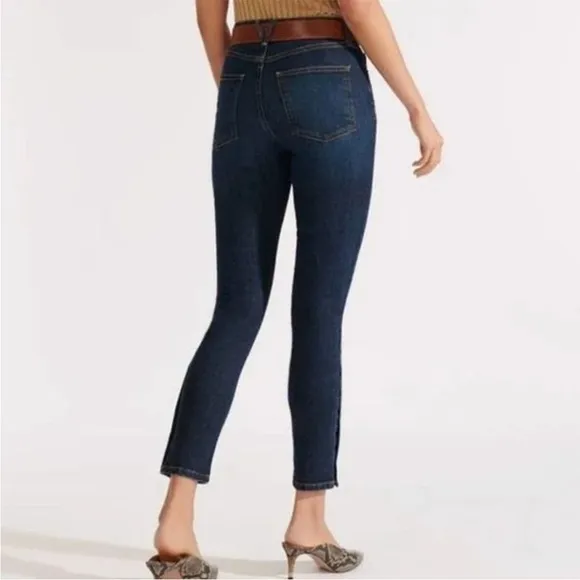 Veronica Beard Debbie High-Rise Skinny Jean with Side Vents - Dark Vintage Wash