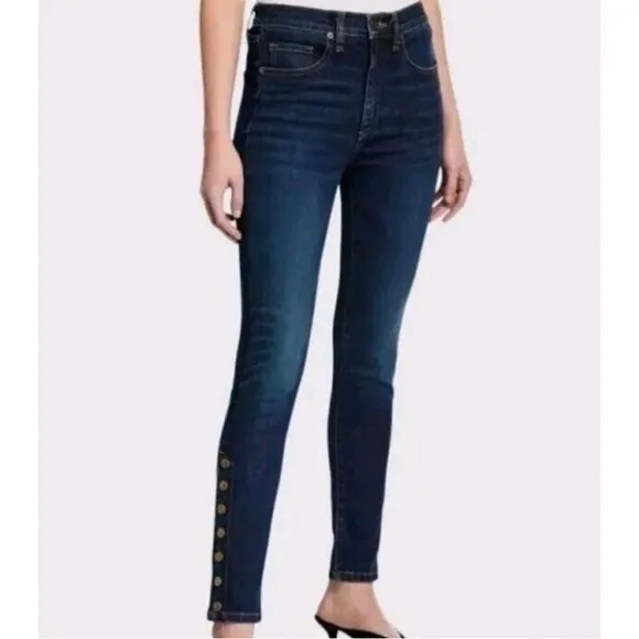 Veronica Beard Debbie High-Rise Skinny Jean with Side Vents - Dark Vintage Wash