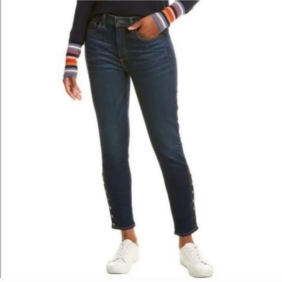 Veronica Beard Debbie High-Rise Skinny Jean with Side Vents - Dark Vintage Wash