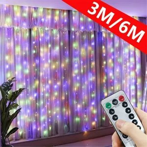 Versatile USB-Powered LED Curtain Lights - Remote Controlled, 8 Modes for Christmas, Halloween, Valentine's Day & More - Perfect for Indoor Decor