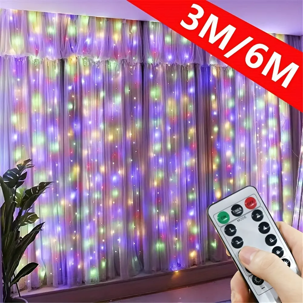 Versatile USB-Powered LED Curtain Lights - Remote Controlled, 8 Modes for Christmas, Halloween, Valentine's Day & More - Perfect for Indoor Decor