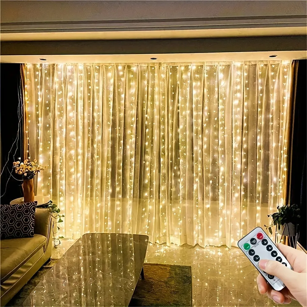 Versatile USB-Powered LED Curtain Lights - Remote Controlled, 8 Modes for Christmas, Halloween, Valentine's Day & More - Perfect for Indoor Decor