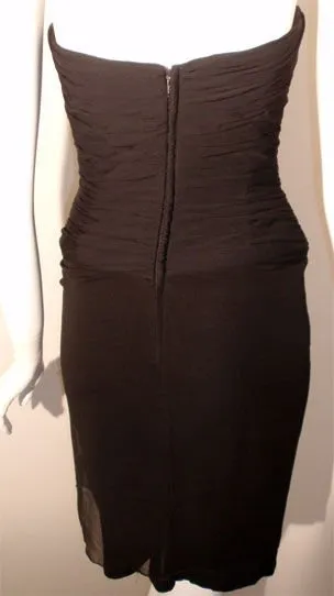 VICKY TIEL 1980s Black Strapless Cocktail Dress
