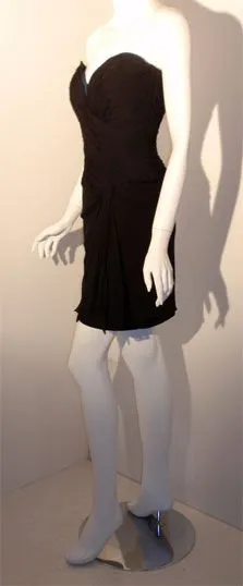 VICKY TIEL 1980s Black Strapless Cocktail Dress