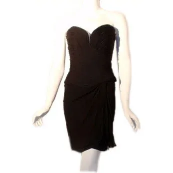 VICKY TIEL 1980s Black Strapless Cocktail Dress