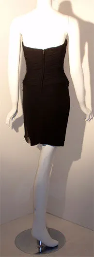 VICKY TIEL 1980s Black Strapless Cocktail Dress