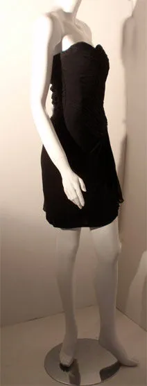 VICKY TIEL 1980s Black Strapless Cocktail Dress