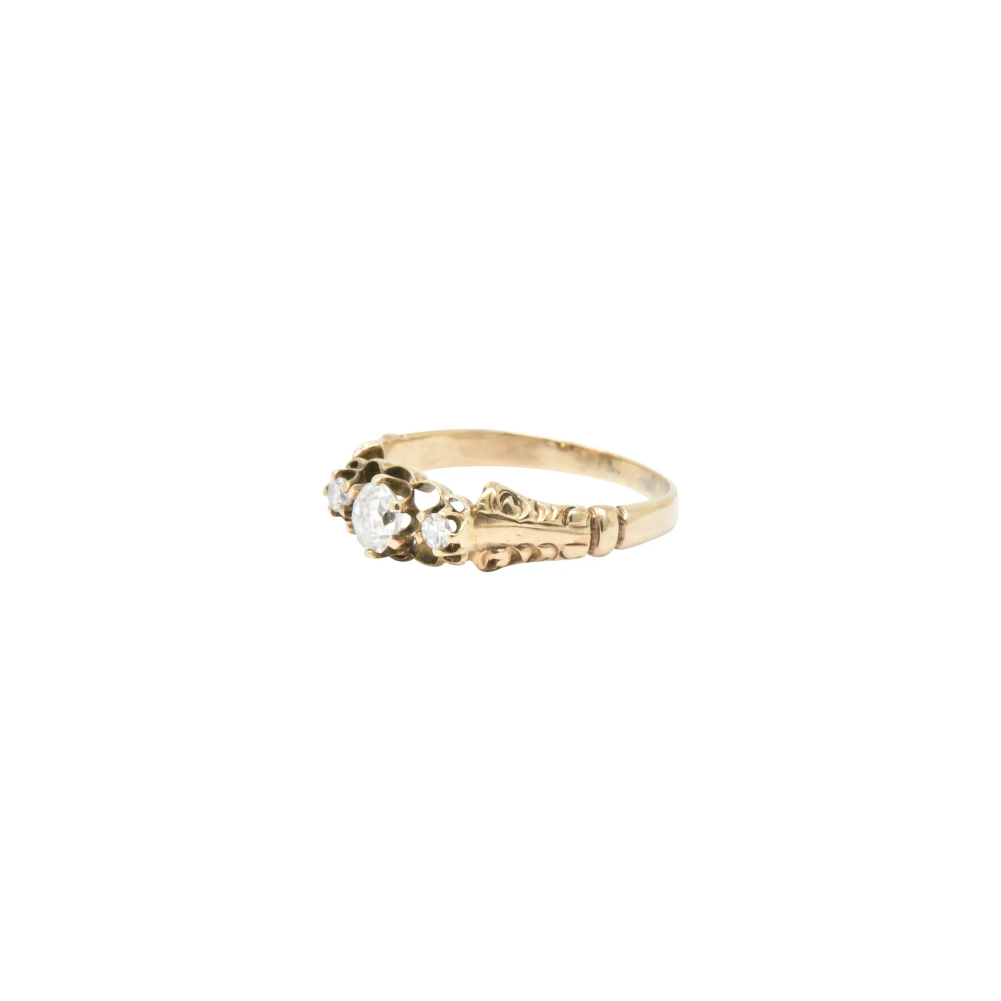 Victorian 0.29 CTW Diamond & 14K Yellow Gold Engagement Ring