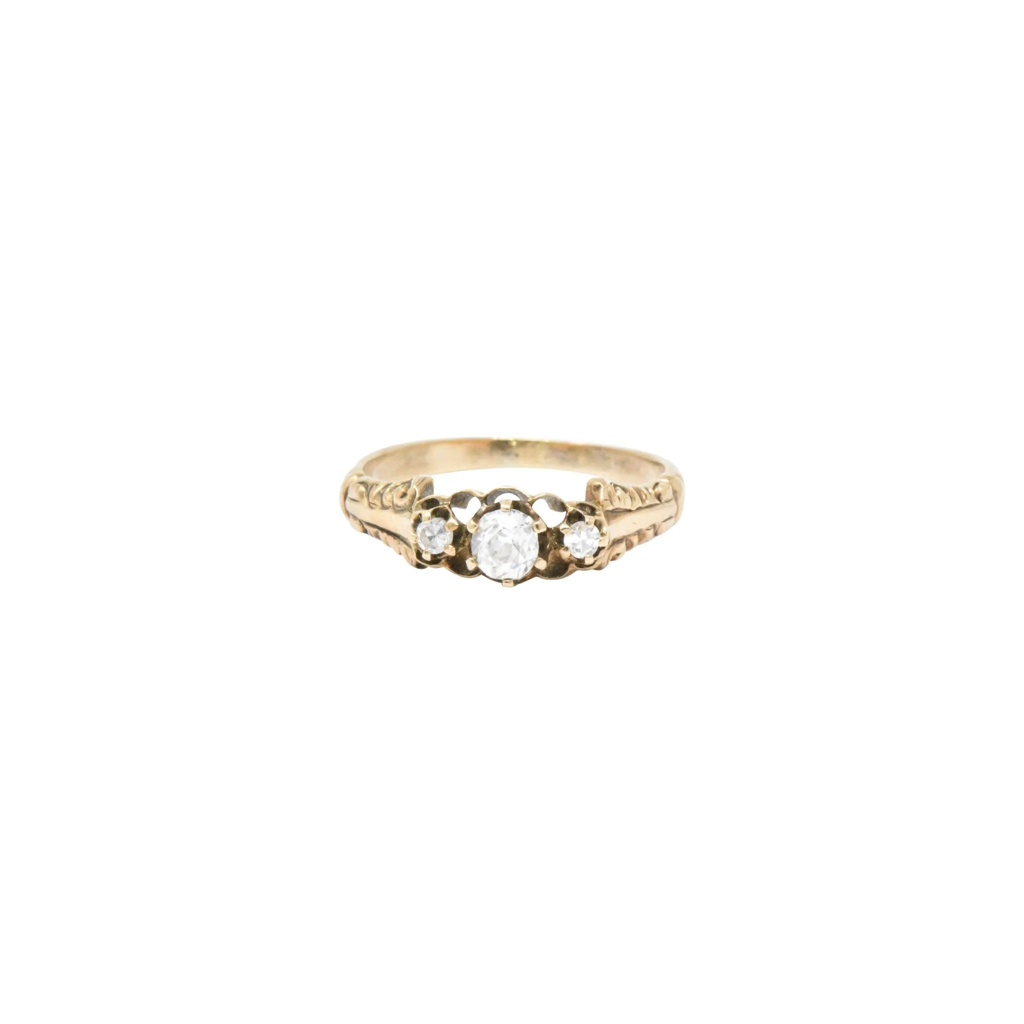 Victorian 0.29 CTW Diamond & 14K Yellow Gold Engagement Ring