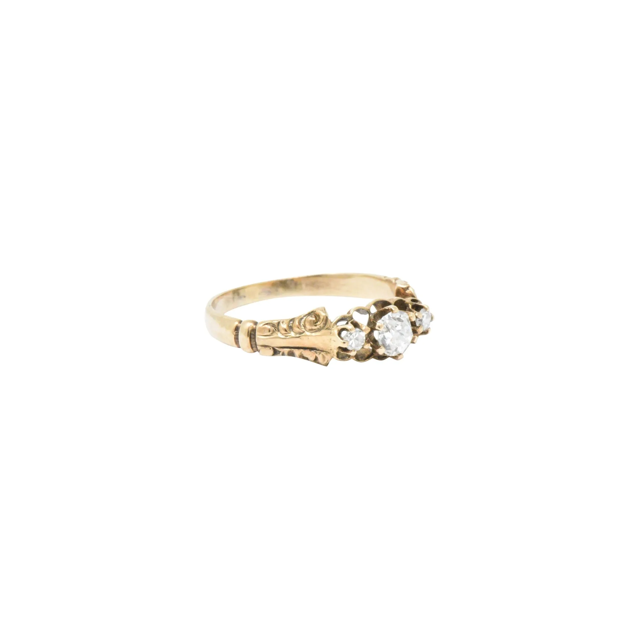Victorian 0.29 CTW Diamond & 14K Yellow Gold Engagement Ring