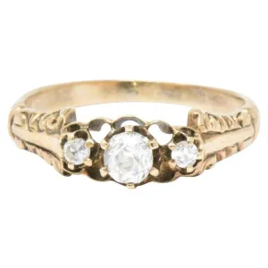 Victorian 0.29 CTW Diamond & 14K Yellow Gold Engagement Ring