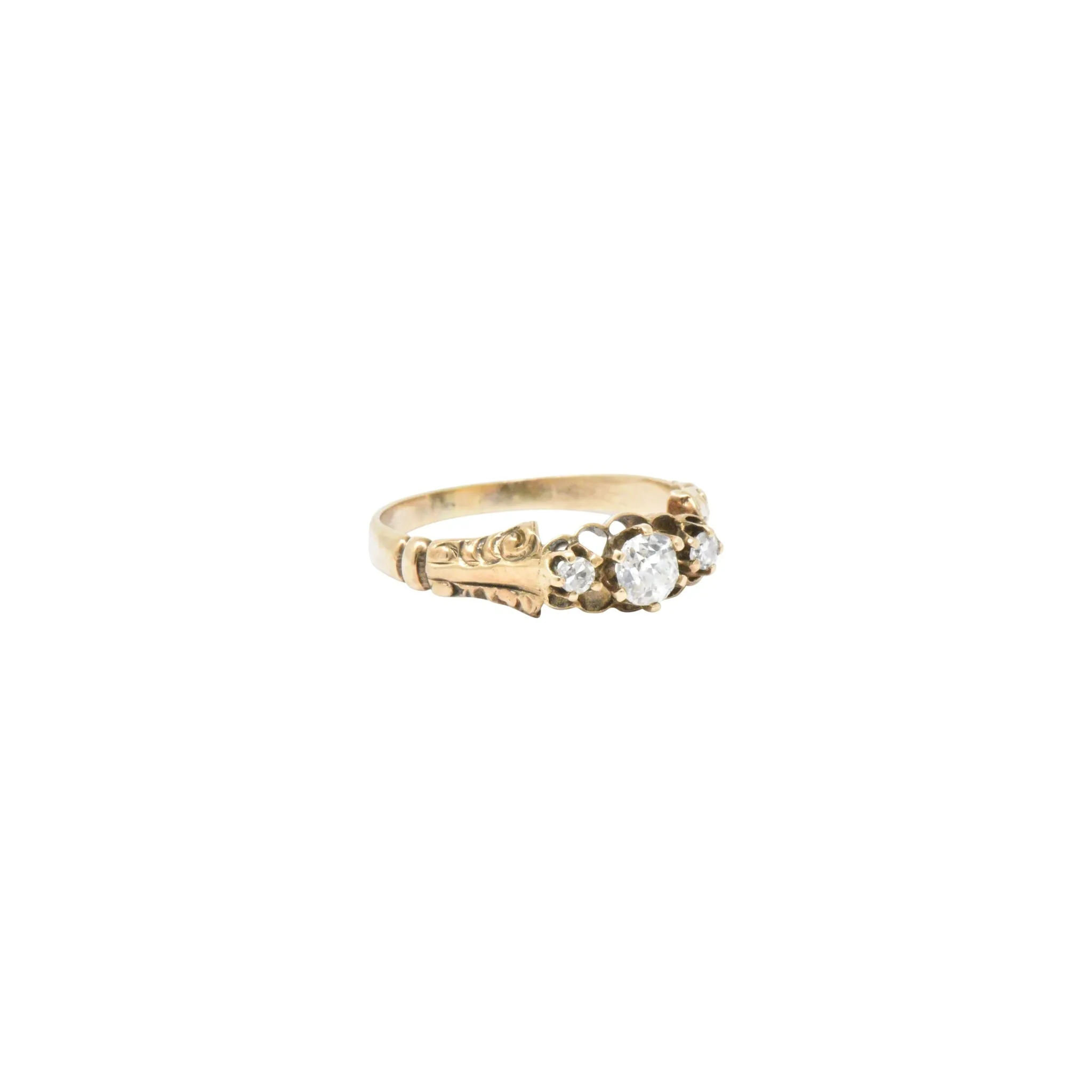 Victorian 0.29 CTW Diamond & 14K Yellow Gold Engagement Ring
