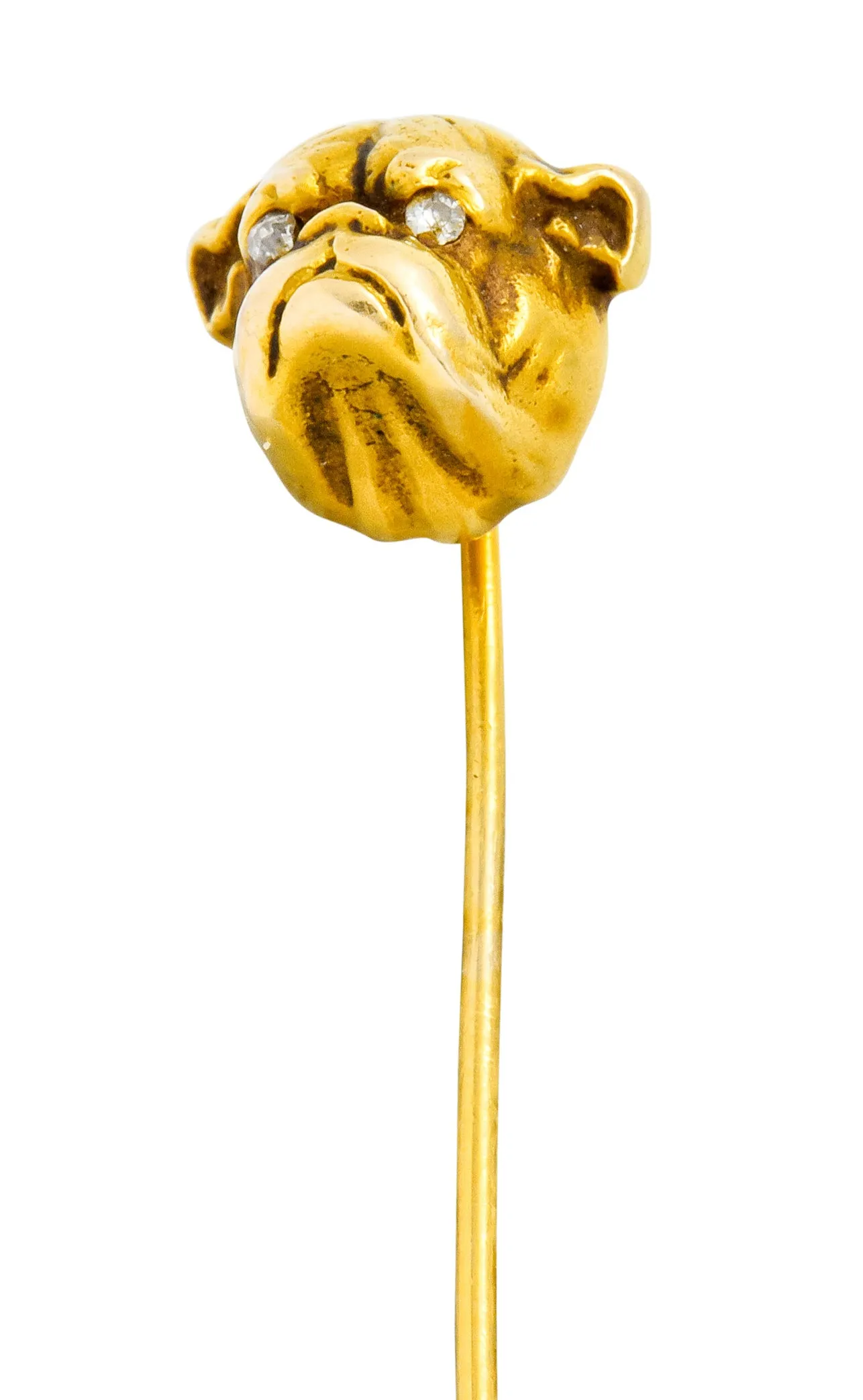 Victorian Diamond 14 Karat Gold Bulldog Stickpin