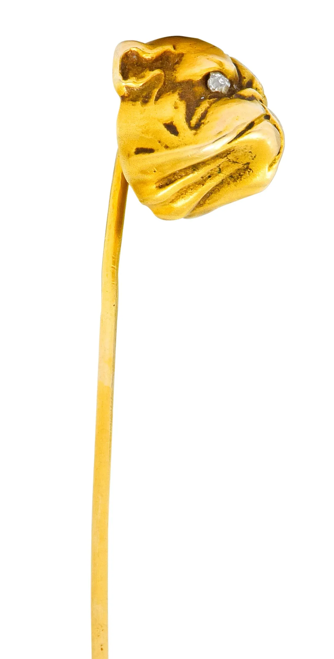 Victorian Diamond 14 Karat Gold Bulldog Stickpin