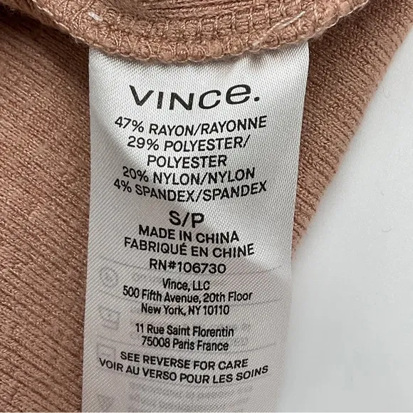Vince RARE EUC Quarter Zip Ribbed Blush Sweater 1/4 Zip Classic Elegant Luxury S