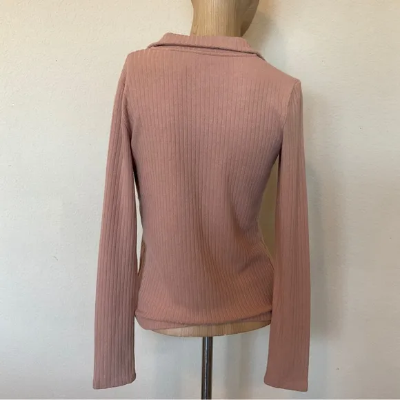 Vince RARE EUC Quarter Zip Ribbed Blush Sweater 1/4 Zip Classic Elegant Luxury S