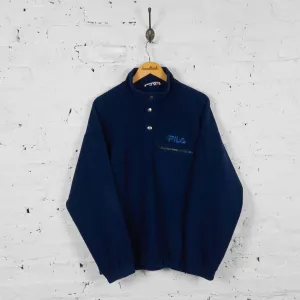 Vintage 1/4 Button Up Fila Fleece - Navy - L