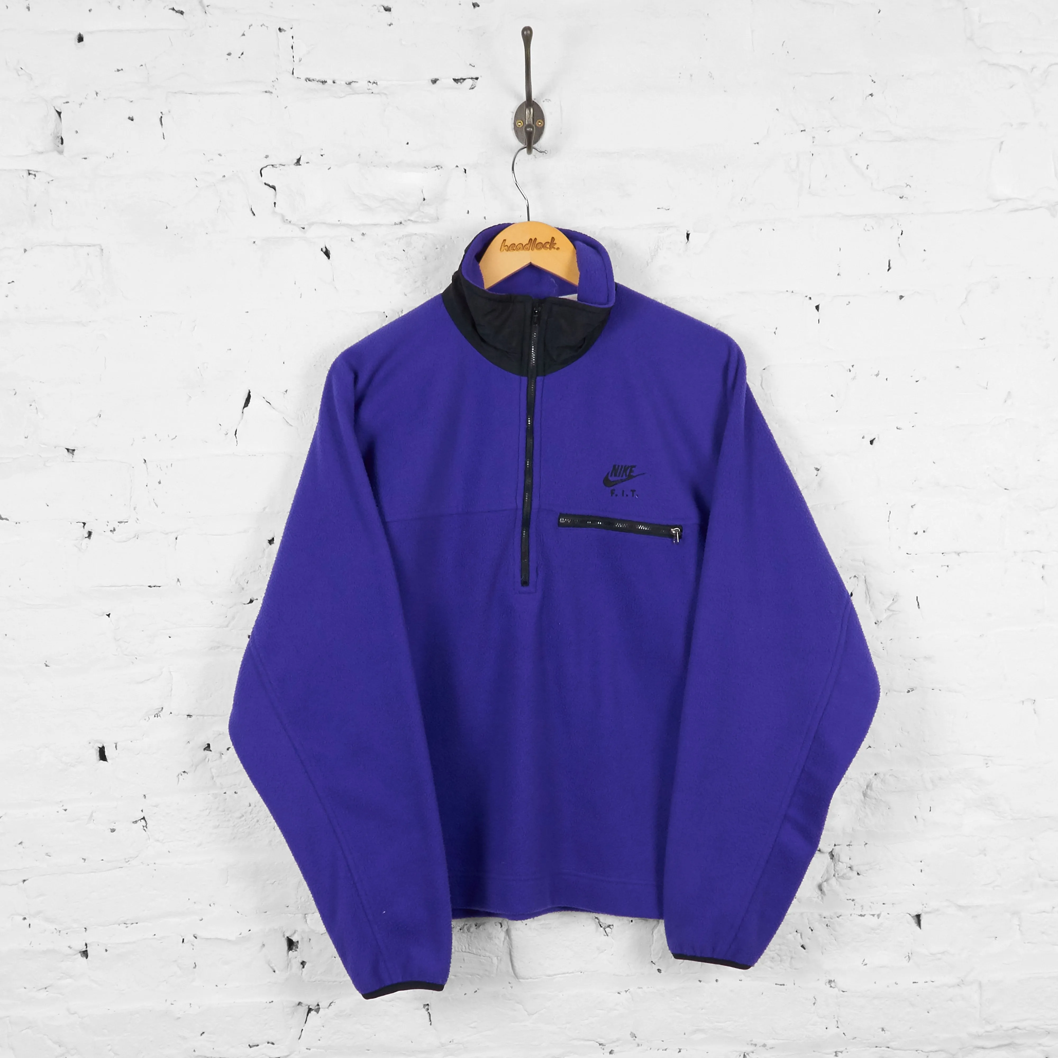 Vintage 1/4 Zip Up Nike F.I.T Fleece - Purple - M