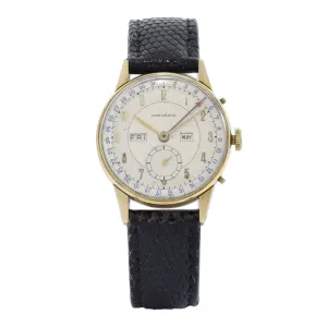 Vintage 1940's Movado Triple Date 14KT Yellow Gold Watch