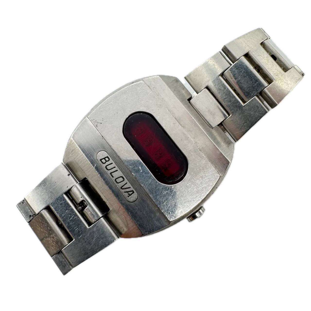 Vintage 1974 Bulova 3454 Men's Digital LED Wristwatch 2281 USA Stainless Steel