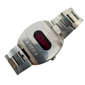 Vintage 1974 Bulova 3454 Men's Digital LED Wristwatch 2281 USA Stainless Steel