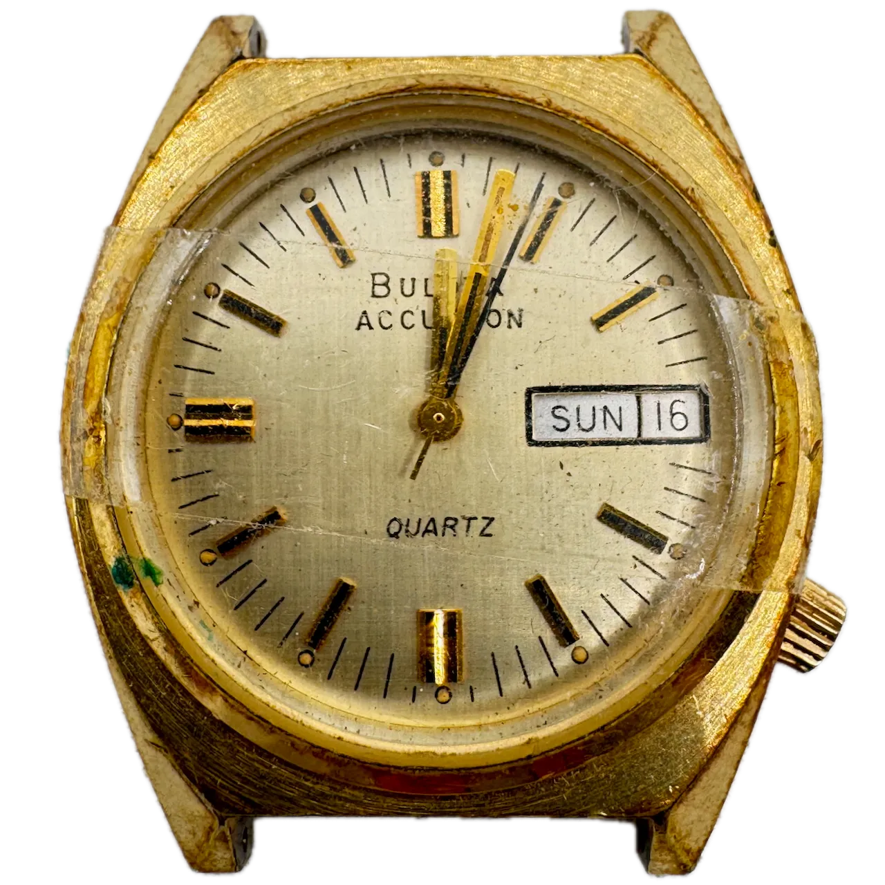 Vintage 1976 Accutron Day Date Men's Tuning Fork Wristwatch 218 2 USA Gold Tone