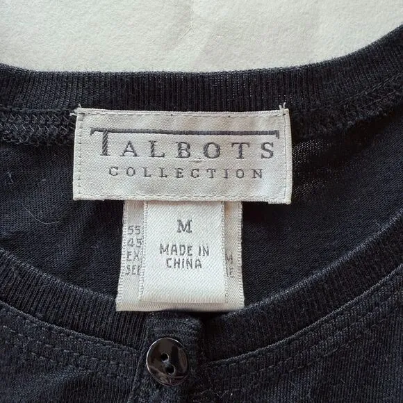Vintage 1990's Talbots Collection Women's Silk Cotton Blend Cardigan in Black M