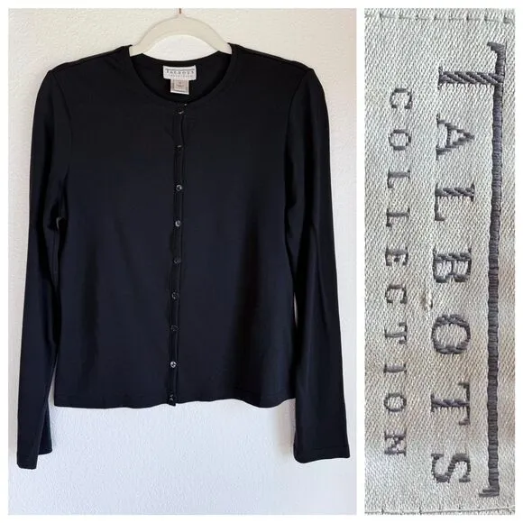 Vintage 1990's Talbots Collection Women's Silk Cotton Blend Cardigan in Black M