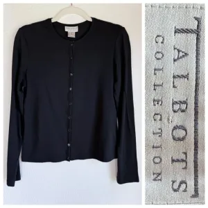 Vintage 1990's Talbots Collection Women's Silk Cotton Blend Cardigan in Black M