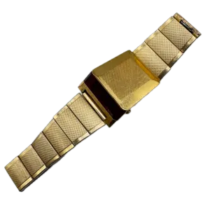 Vintage 28mm 1977 Bulova Computron Men's Digital LED Wristwatch Gold Tone
