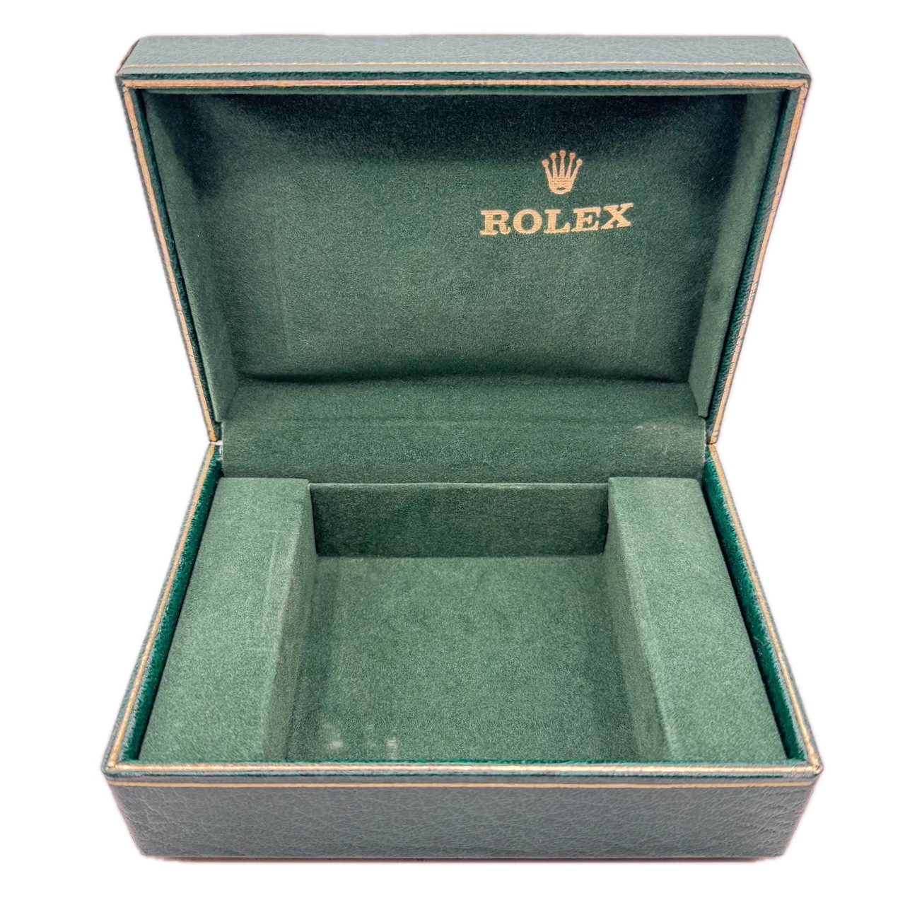 Vintage 4x5x2in Rolex Men's Wristwatch Box Swiss Made Green Leather & Felt Lined