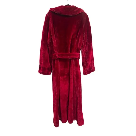 Vintage 50s Velour Robe Ruby Red Full Length Union Made Medium