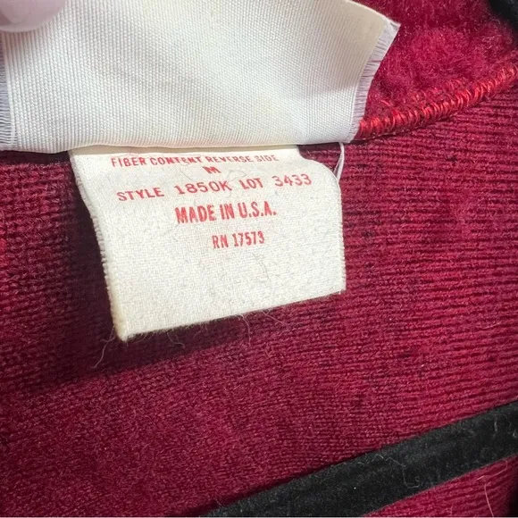Vintage 50s Velour Robe Ruby Red Full Length Union Made Medium