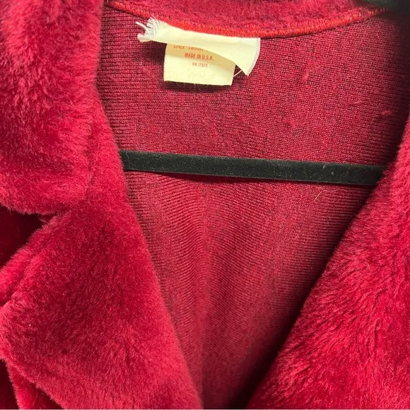 Vintage 50s Velour Robe Ruby Red Full Length Union Made Medium