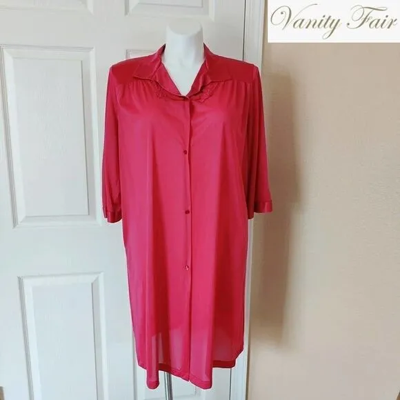 Vintage 60s Vanity Fair button front nightgown L