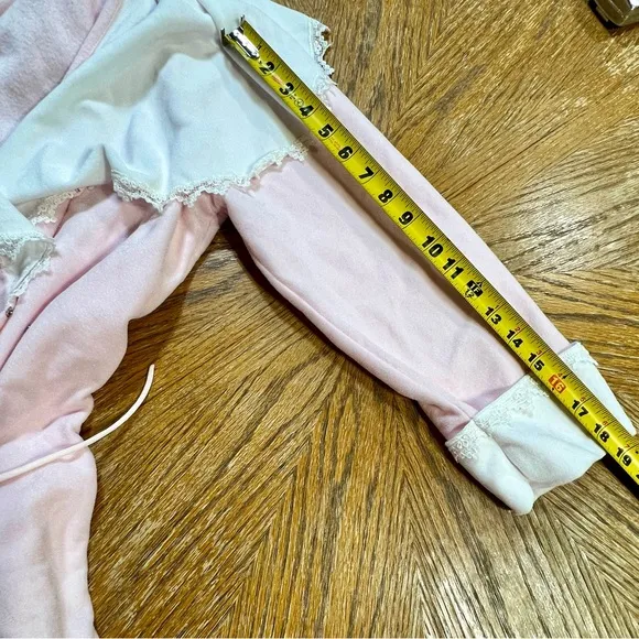 VINTAGE 80s ruffle collar lace pastel pink wrap‎ robe long maxi belted waist 70s