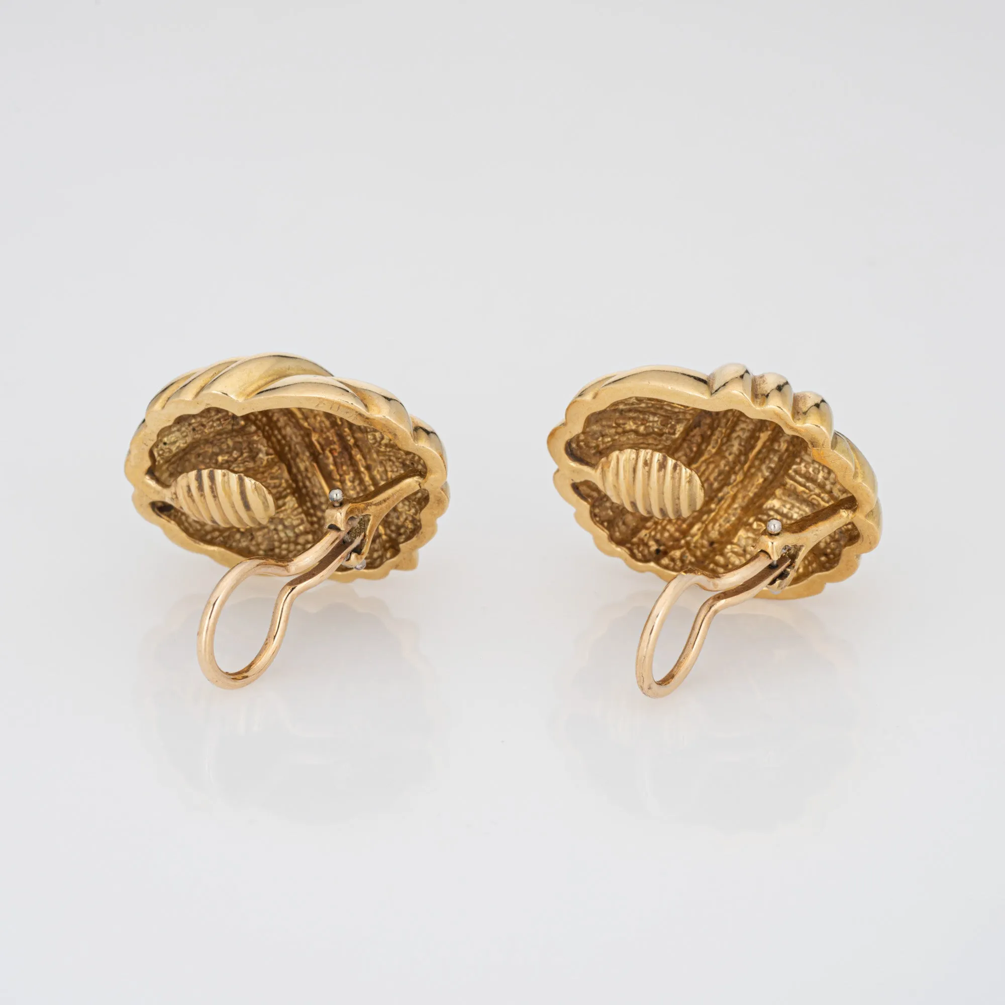 Vintage 80s Tiffany & Co Earrings 18k Yellow Gold Large Statement Clip On Oval