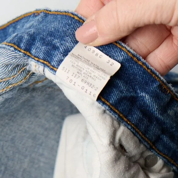 Vintage 90s Levi’s 701 Student Jeans W31 L34 Blue Denim USA Made Distressed wear