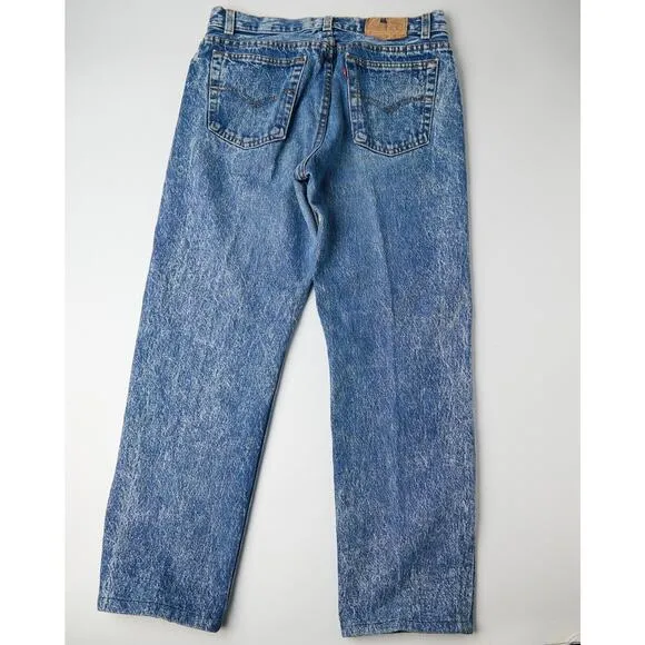 Vintage 90s Levi’s 701 Student Jeans W31 L34 Blue Denim USA Made Distressed wear