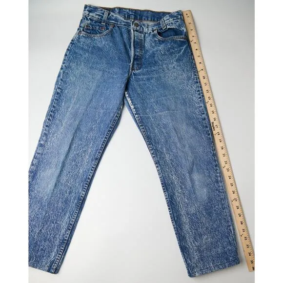 Vintage 90s Levi’s 701 Student Jeans W31 L34 Blue Denim USA Made Distressed wear