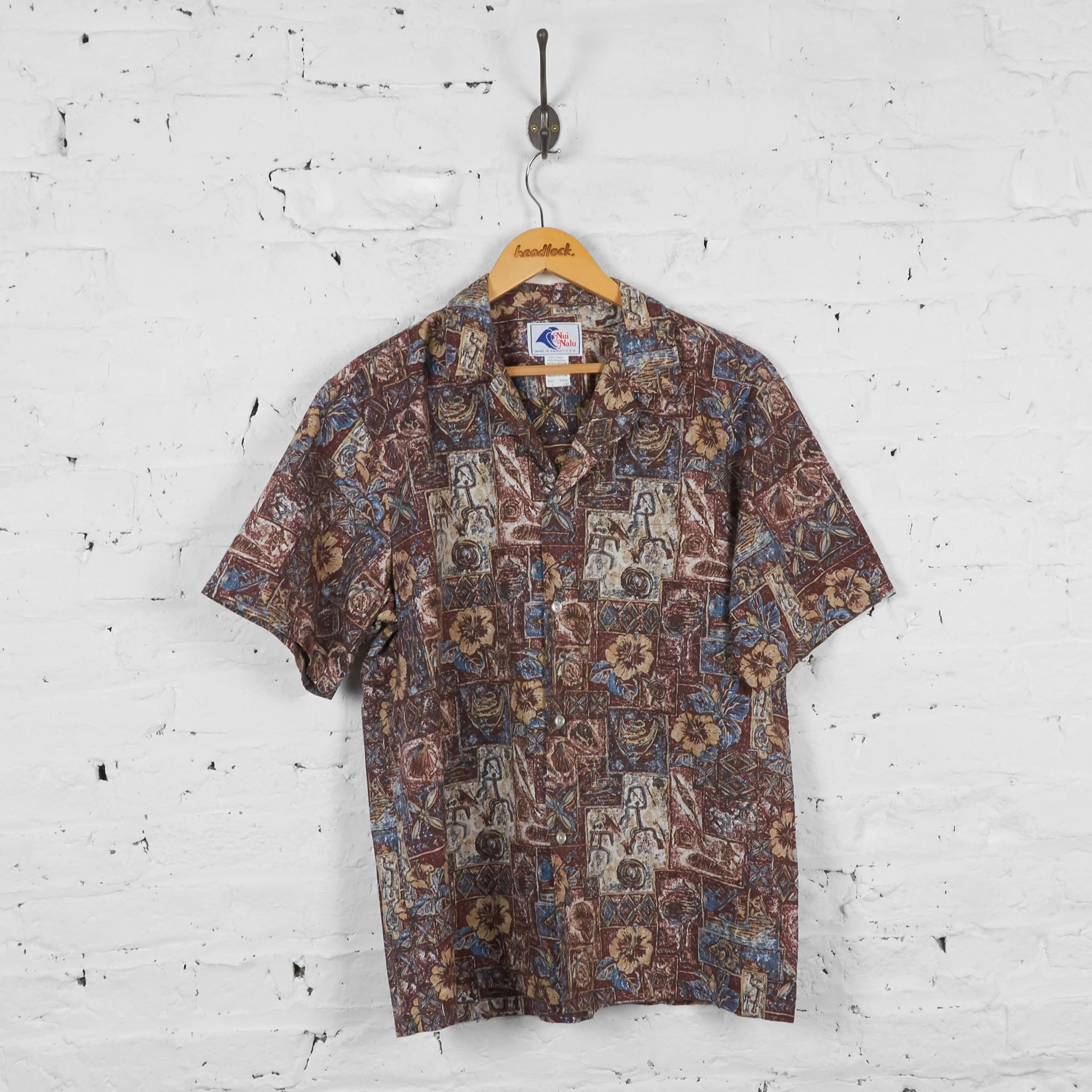 Vintage Abstract Party Shirt - Brown - L