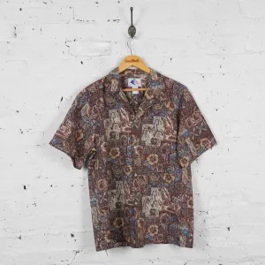 Vintage Abstract Party Shirt - Brown - L